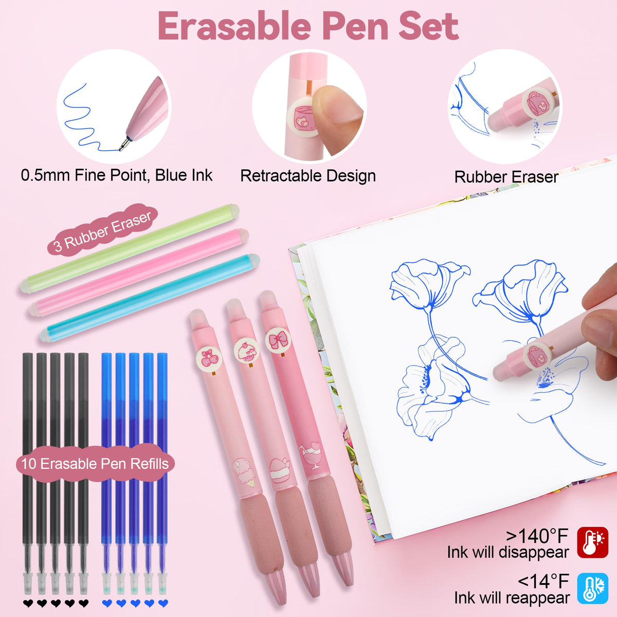 DazSpirit 61PCS Aesthetic College School Supplies Set with Cute Pencil Case