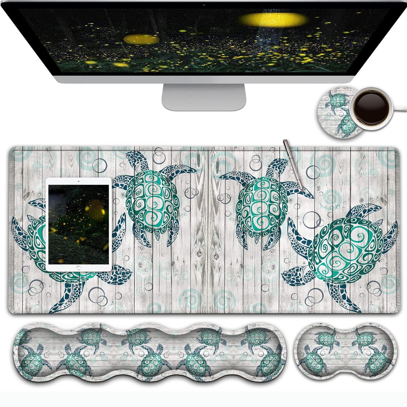 Gaming Mouse Pad and Keyboard Wrist Rest, Large Extended Mouse Pad 31.5X 11.8,Ergonomic Memory Foam
