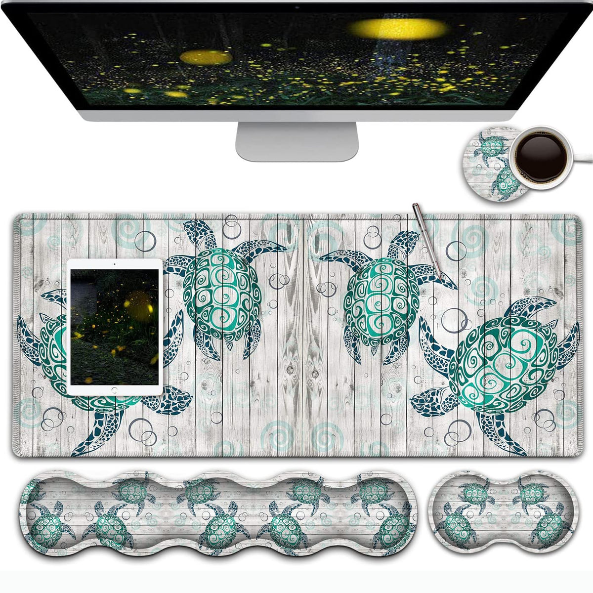 Gaming Mouse Pad and Keyboard Wrist Rest, Large Extended Mouse Pad 31.5X 11.8,Ergonomic Memory Foam