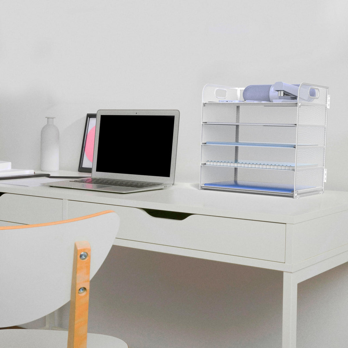 Letter Tray Paper Organizer 5-Tier Desk Organizer File Organizer Paper Holder with Handle, Metal