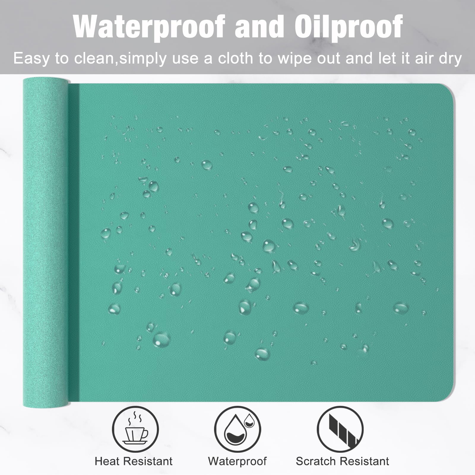 Hsurbtra Desk Pad, 35.5" x 17" PU Leather Desk Mat, XXL Extended Mouse Pad, Waterproof Desktop