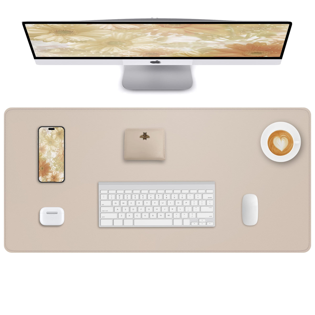 AFIING Extra Large Desk Mat - 55" x 24" PU Leather Non-Slip Desk Pad for Office and Home - Ideal