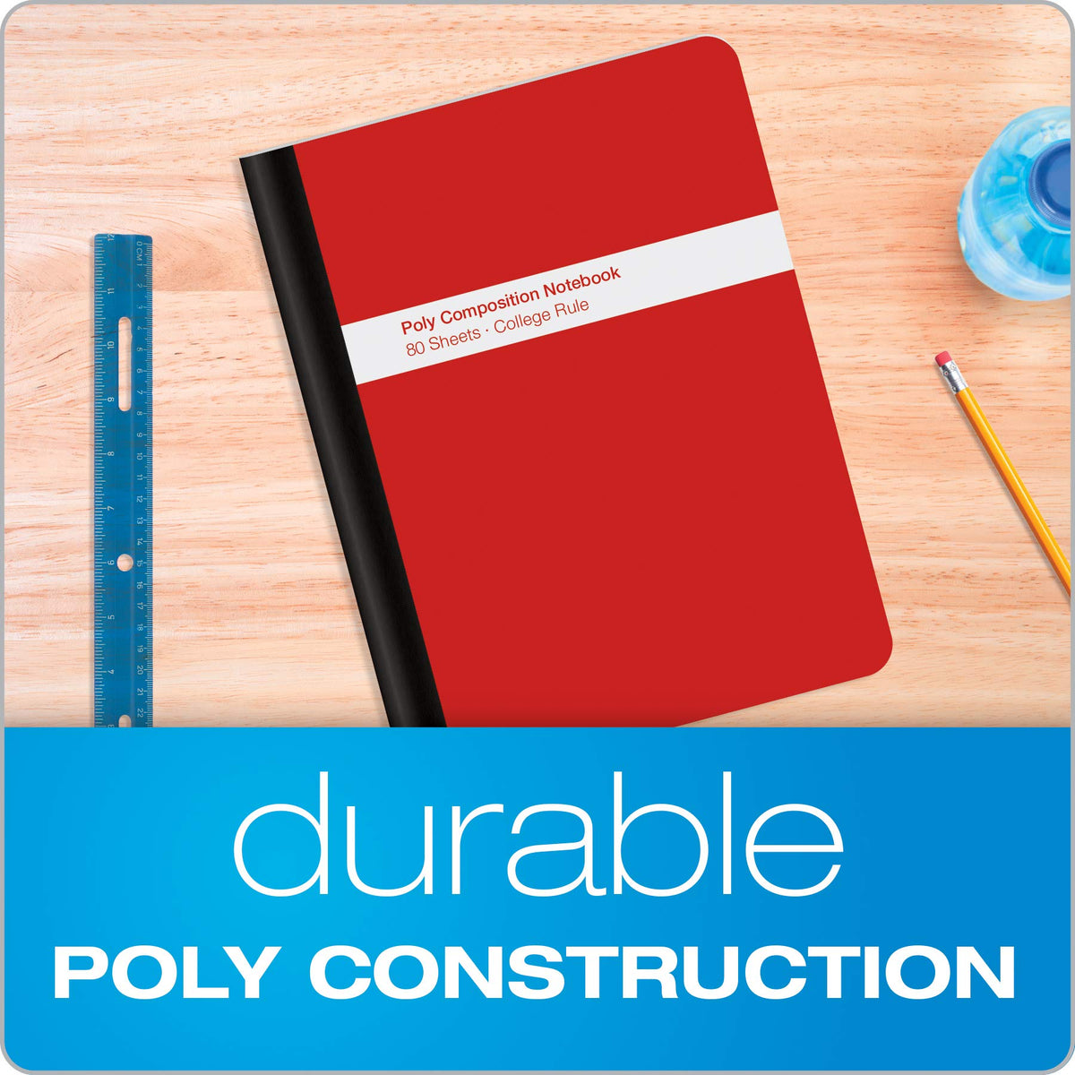 Oxford Poly Composition Notebook 4 Pack, College Ruled Paper, 9-3/4 x 7-1/2 Inches, 80 Sheets