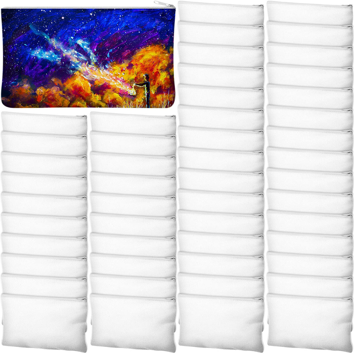 Frienda 100 Pcs Sublimation Blank Canvas Makeup Bags Bulk DIY Heat Transfer Canvas Pen Case Pencil