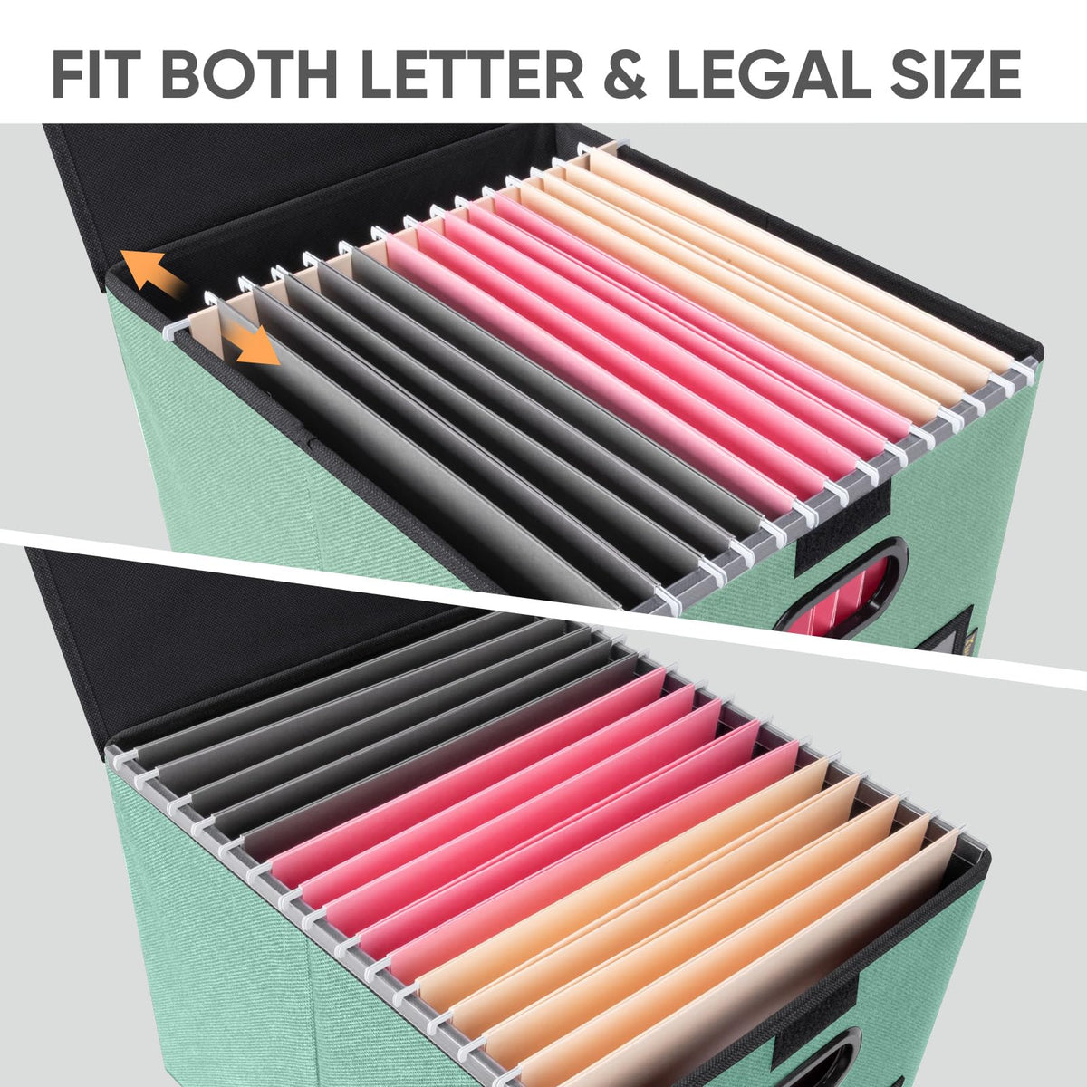 BALEINE File Organizer Box with Lid, Collapsible Hanging File Storage Box