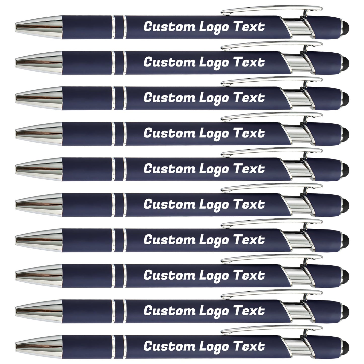 HEYZARDA Custom Pens Ballpoint with Stylus for Events, Navy, 10 Pcs