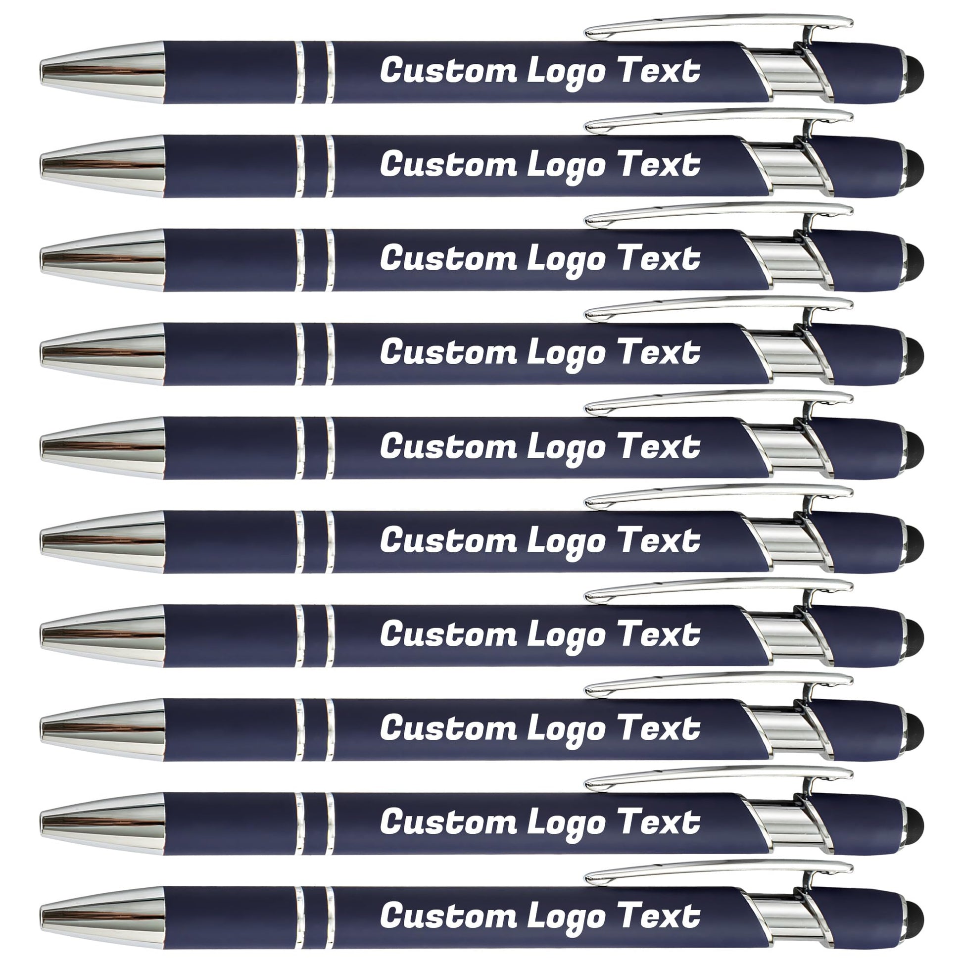 HEYZARDA Custom Pens Ballpoint with Stylus for Events, Navy, 50 Pcs