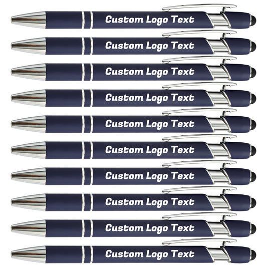HEYZARDA Custom Pens Ballpoint with Stylus for Events, Navy, 50 Pcs