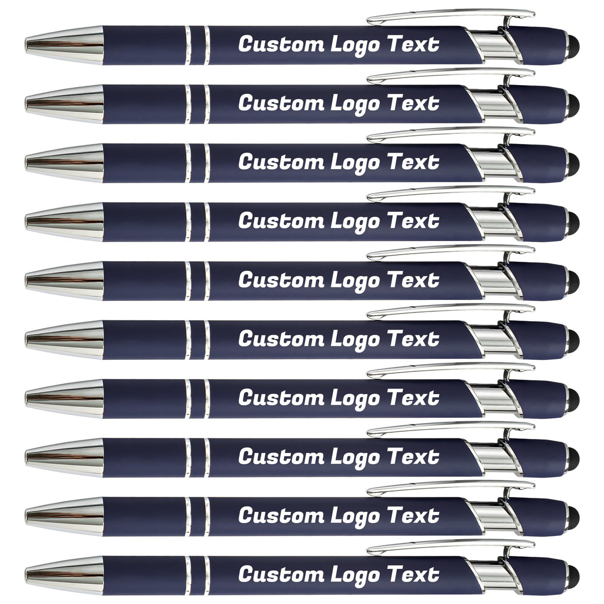 HEYZARDA Custom Pens Ballpoint with Stylus for Events, Navy, 20 Pcs