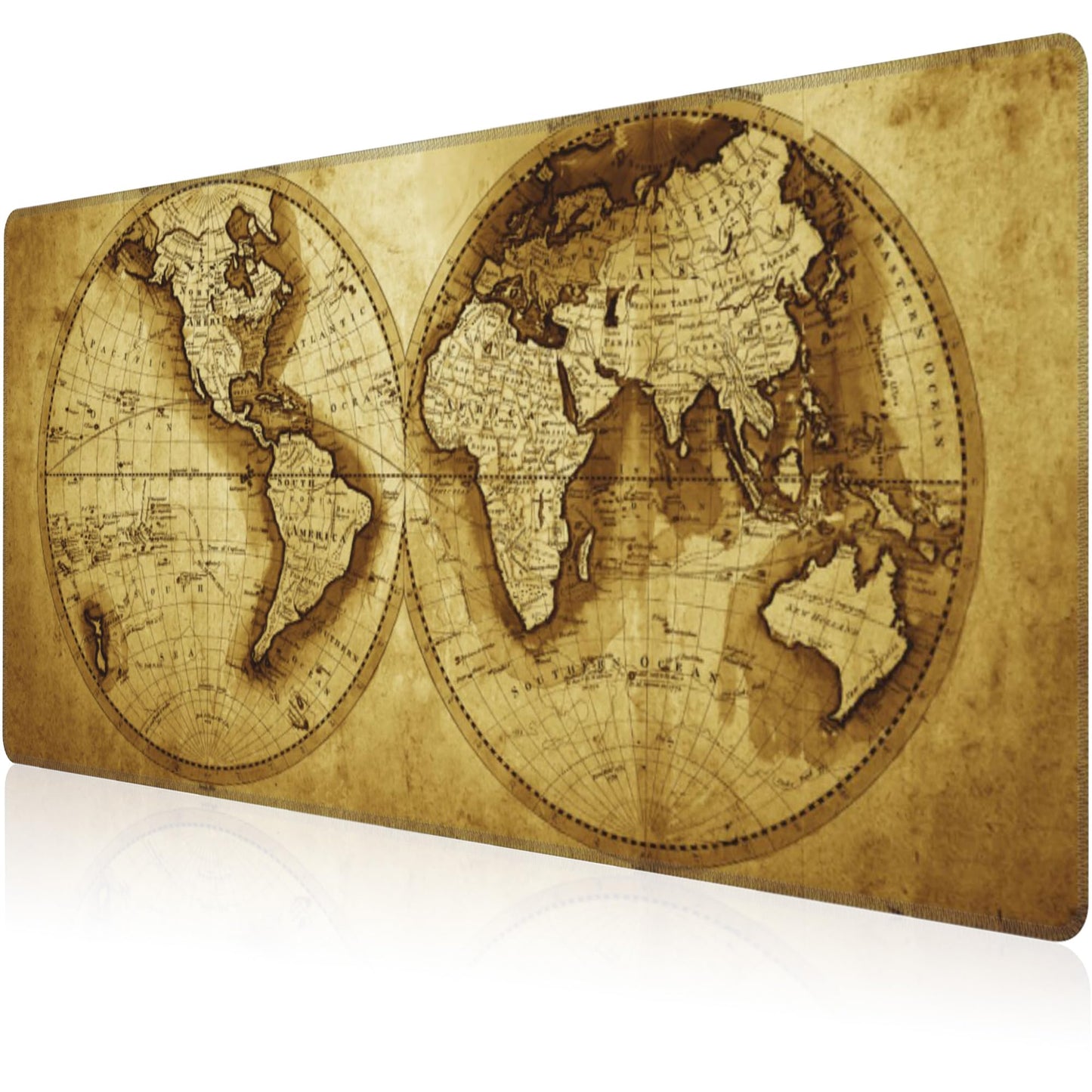Mouse Pad, Large Antique World Map Desk Mat, Extended Non-Slip Gaming Keyboard Mousepad Desk Pad