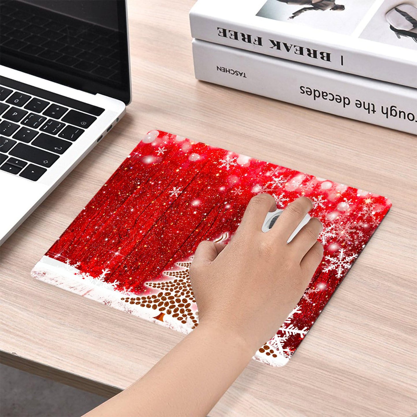 Red Mousepad Bling Mouse Pad Diamond Glitter Sparkle Rose Gold Mousepad Red Christmas Tree Mouse