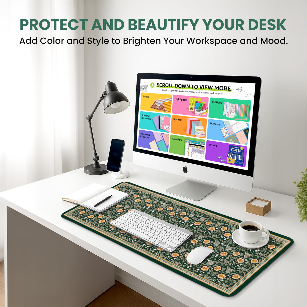 ZapDesk Large Desk Mat, Extended Mouse Pad for Desktop, 35.4" x 15.7"