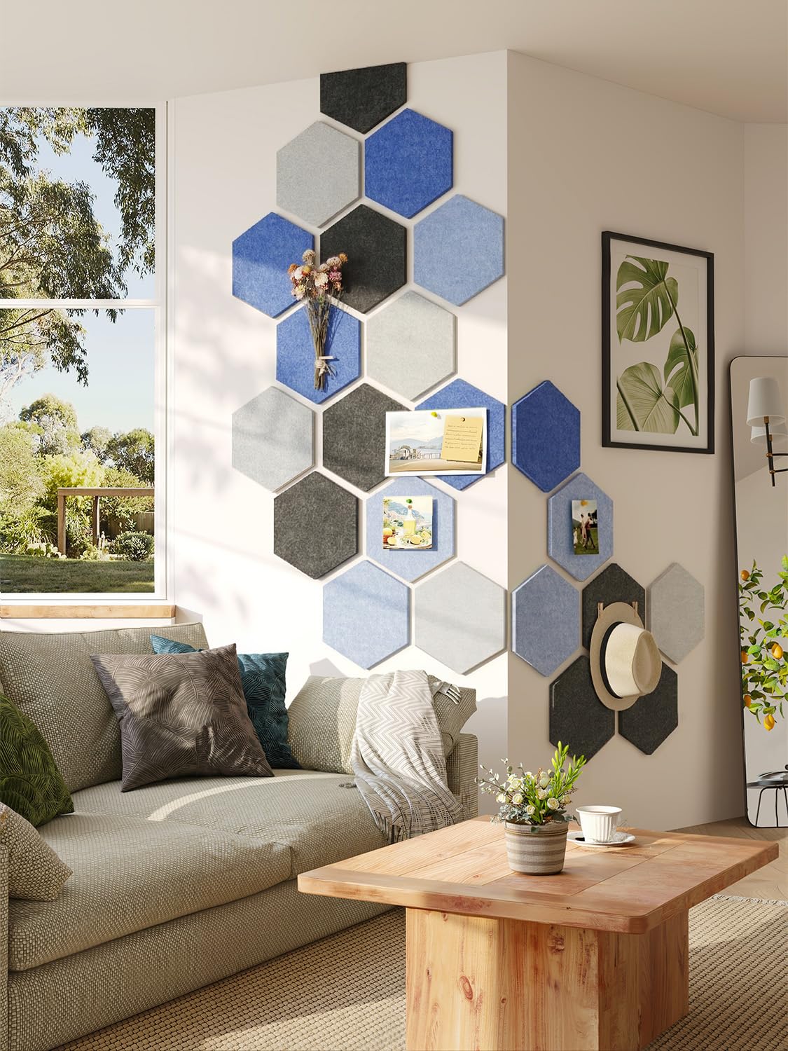Uoisaiko 8-Pack Hexagon Felt Bulletin Board Tiles, Cork Board Alternative