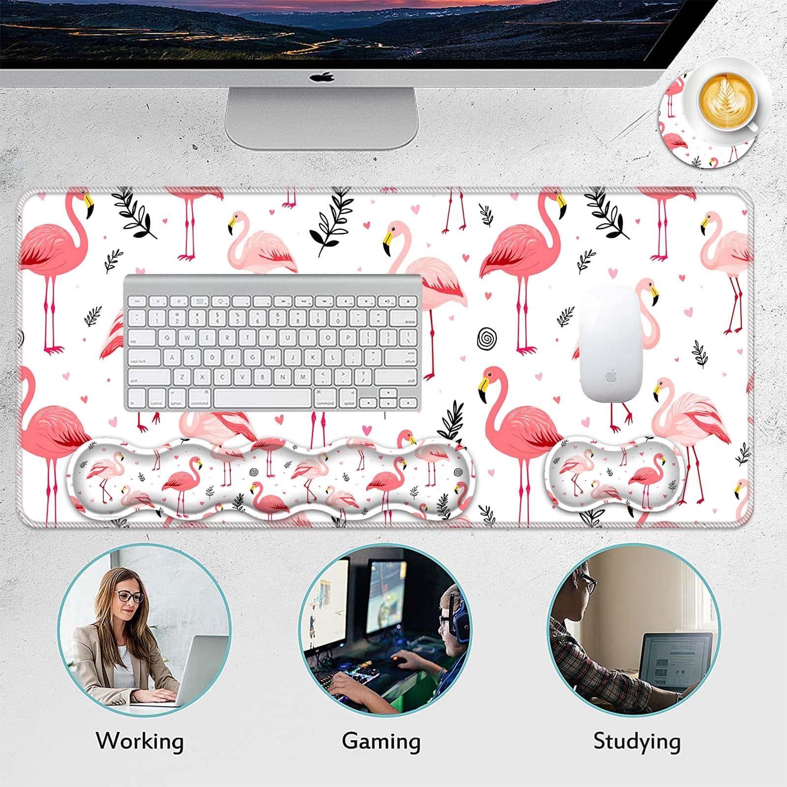 FGDRFGRW Mouse Pad Set,(31.5×11.8 in) Desk Pad + Keyboard Wrist Rest Support + Mouse Wrist Rest +