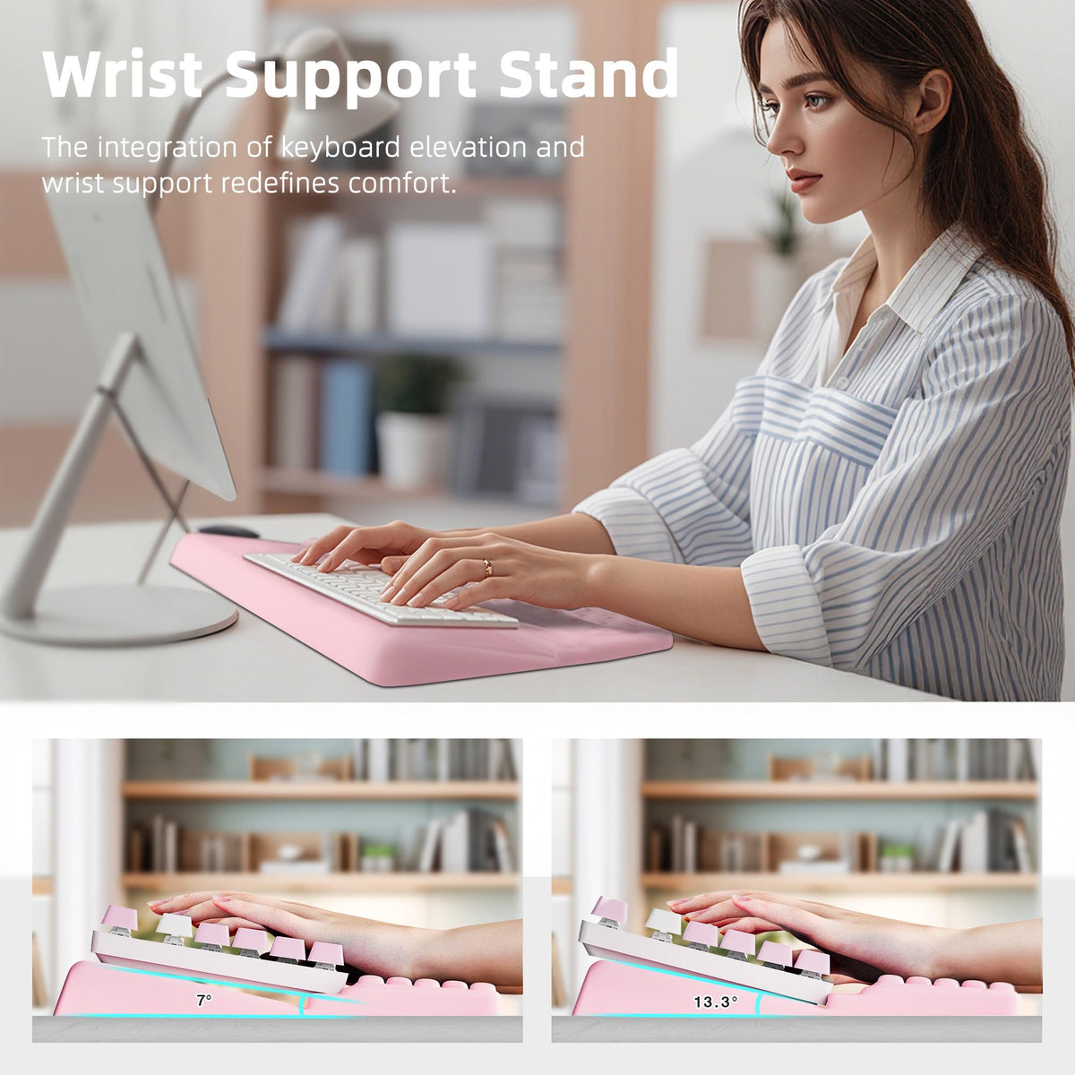 Ospelelf Keyboard Wrist Rest Pad, Comfy Ergonomic Keyboard Stand Riser Holder, Computer Wrist