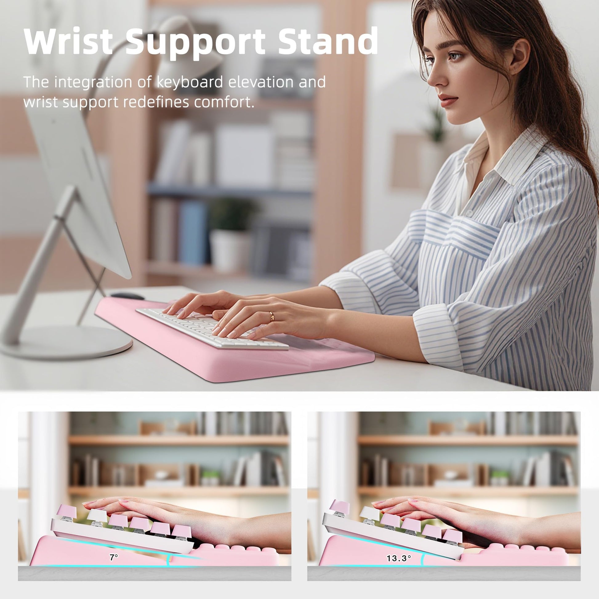 Ospelelf Keyboard Wrist Rest Pad, Comfy Ergonomic Keyboard Stand Riser Holder, Computer Wrist