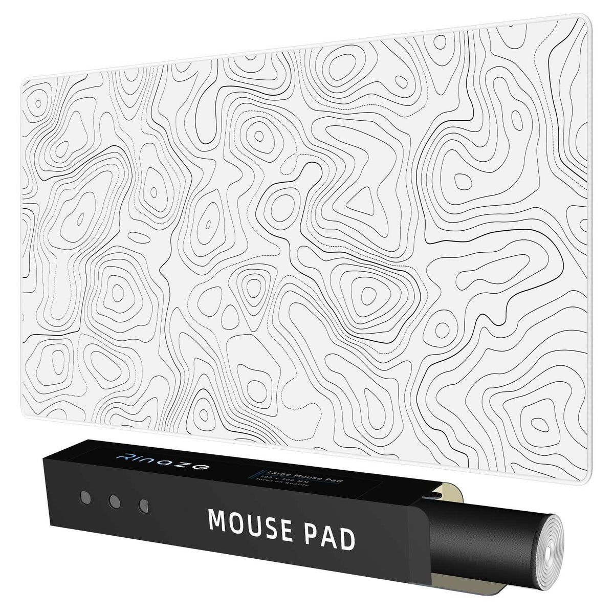 Rinaze Extra Large Gaming Mouse Pad with White Topographic, XXL Mousepad, Big Mouse Mat Desk Pad