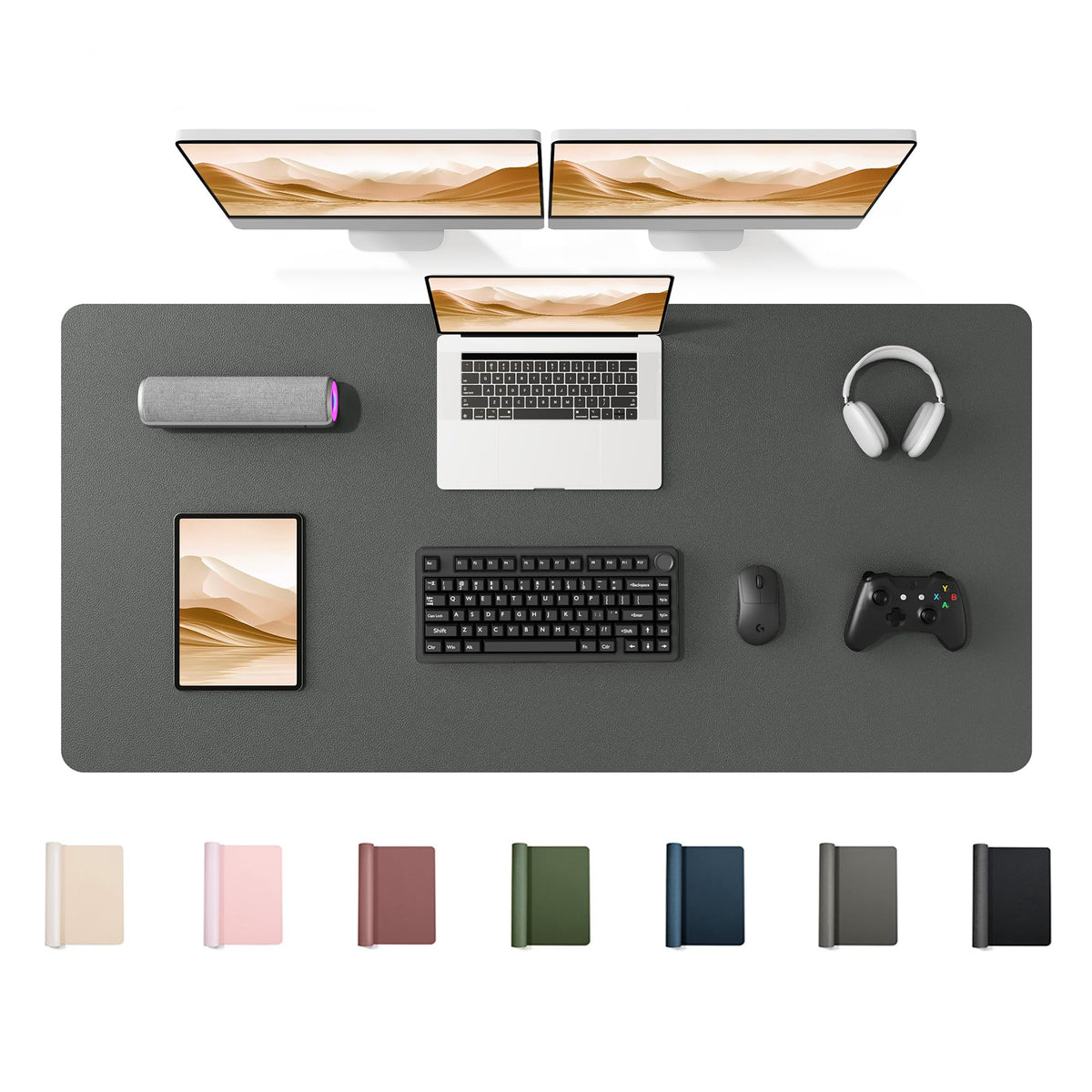 YSAGi 55" x 24" Large PU Leather Desk Mat for Keyboard and Mouse - Waterproof Non-Slip Desk Pad