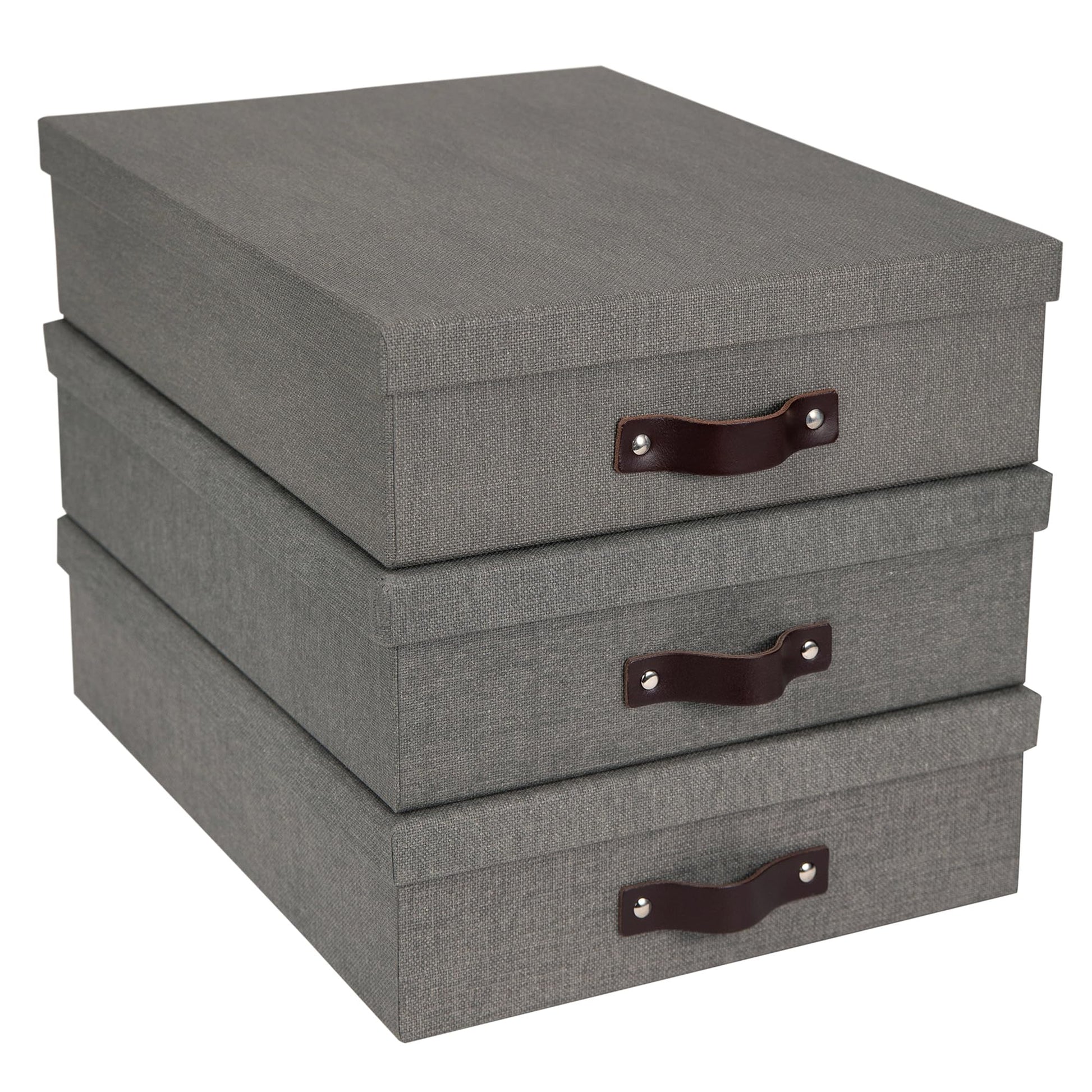 Bigso Box of Sweden Oskar Canvas Fiberboard Document Letter Box - File Organizer Box for Important