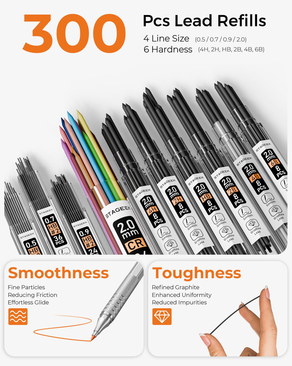 STAGEEK 30Pcs Silver Metal Mechanical Pencil Set with Leather Case