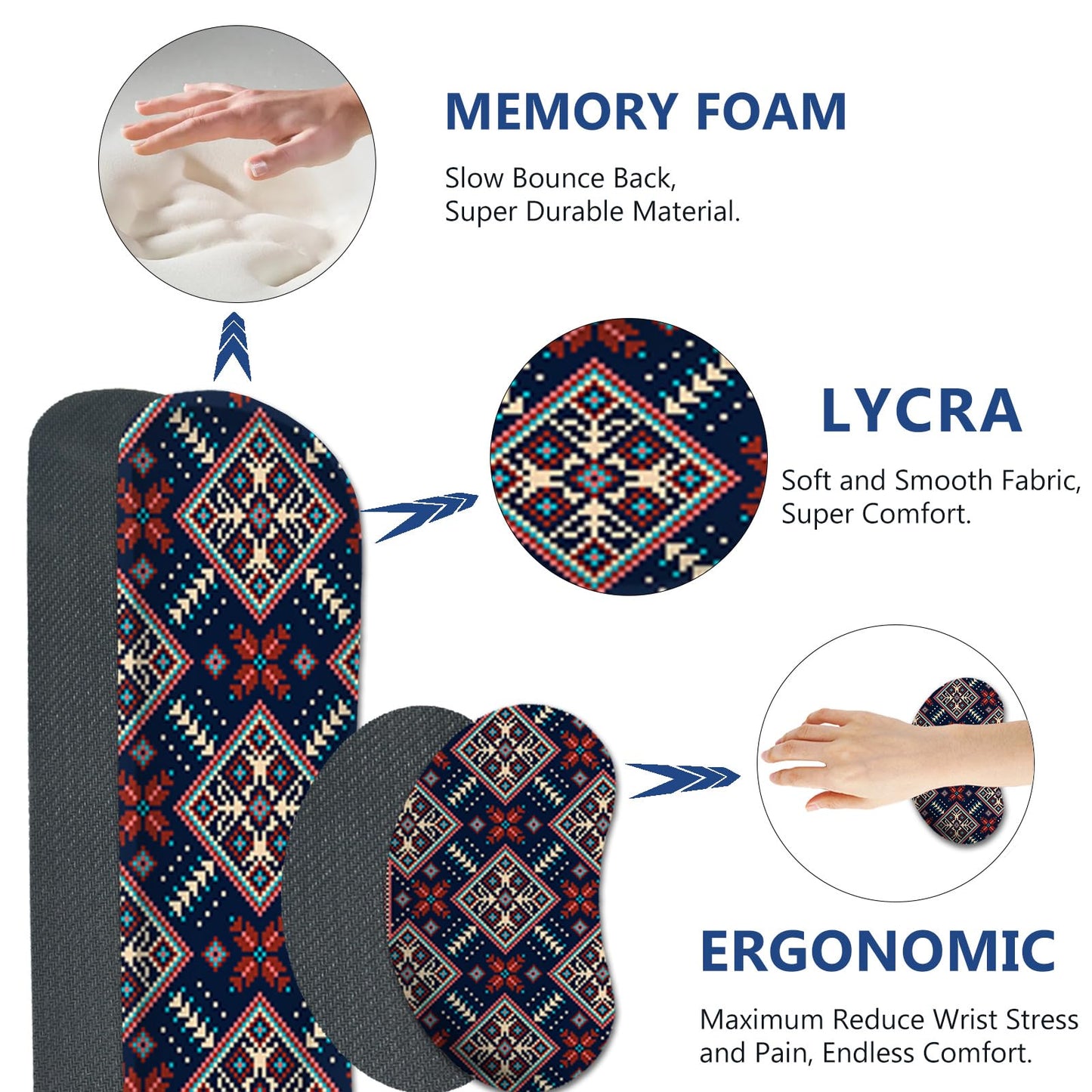 AIMSA Desk Mat Set Bohemian, Large Mouse Pad + Mouse Wrist Rest + Keyboard Wrist Support + Coaster
