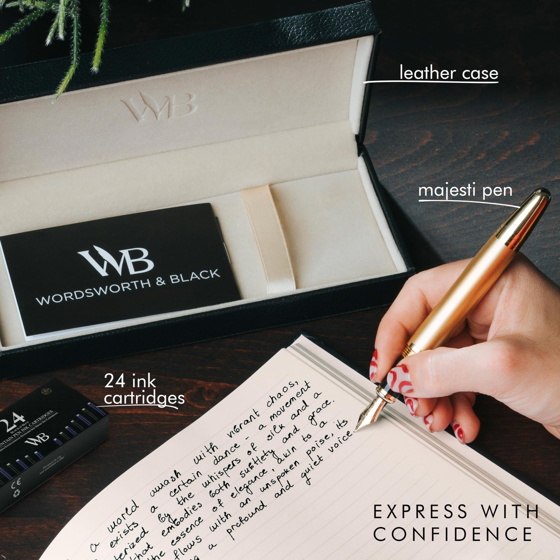 Wordsworth & Black Majesti Luxury Fountain Pen Set for Writing, Medium Nib