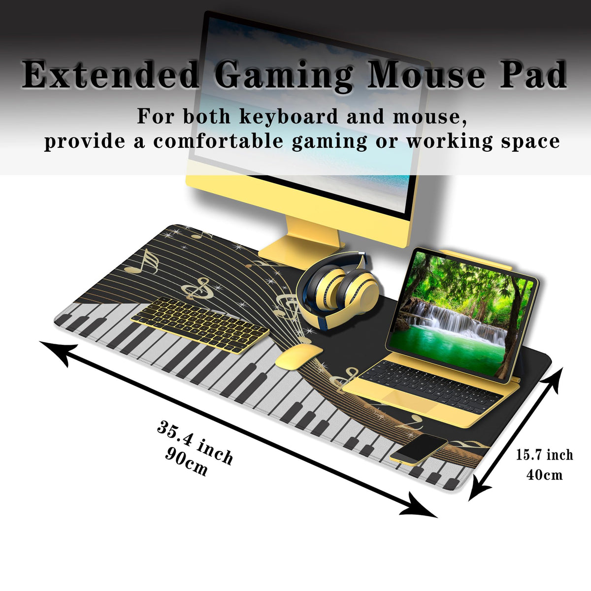 Samgula Large Mousepad Music Notes Keyboard Pad Large Gaming Mouse Pads XXL Mouse Pad Gaming