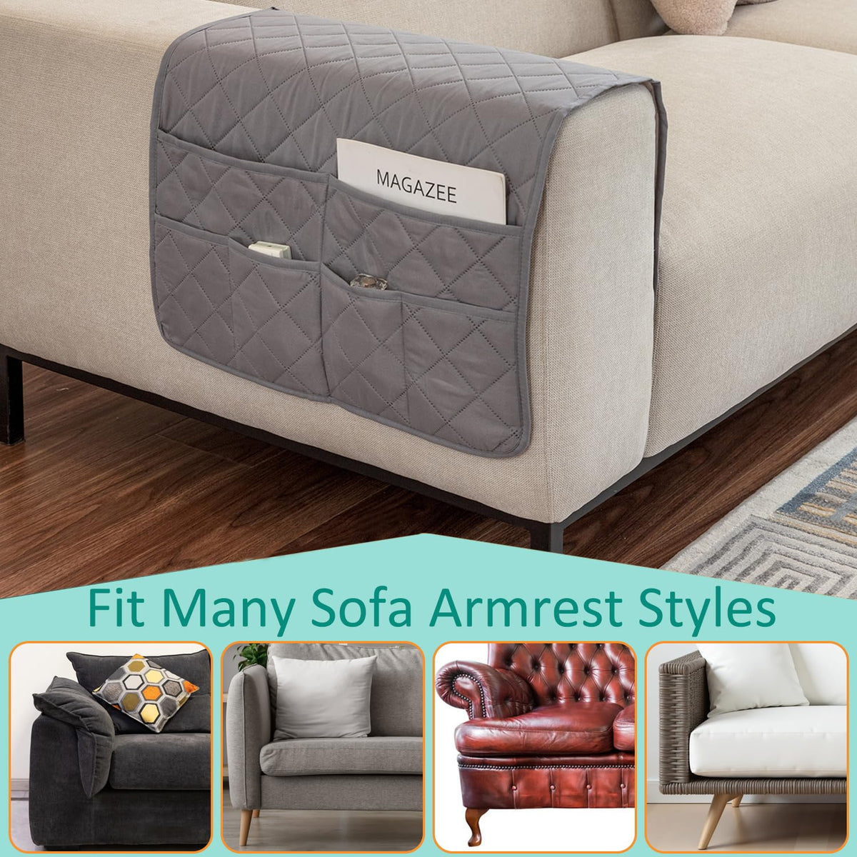 Remote Control Holder for Recliner Non-Slip Armchair Caddy Couch Armrest Organizer, Arm Chair
