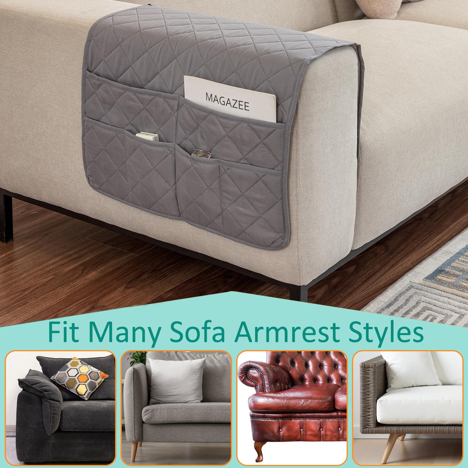Remote Control Holder for Recliner Non-Slip Armchair Caddy Couch Armrest Organizer, Arm Chair