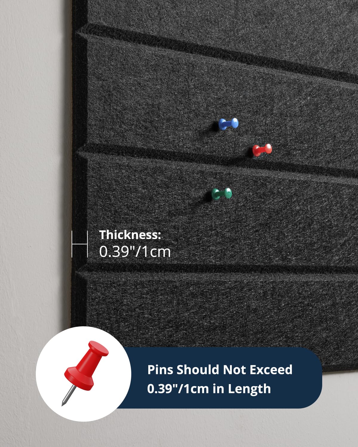Woovio Cork Board, 36''x24'' Felt Bulletin Board with Self Adhesive Black