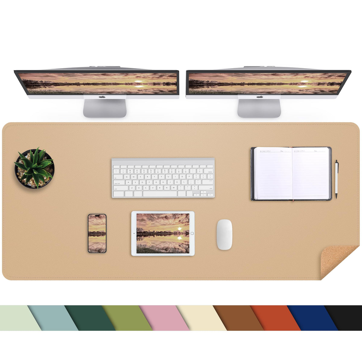 Desk Mat,47.2" x 17" Leather Desk mat,Double-Sided Desk Pad,Desk matt for Desktop,Large Mouse