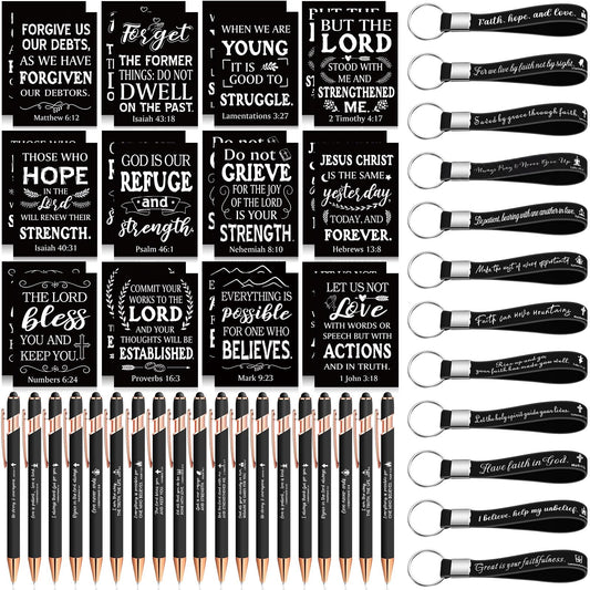 Estune 72 Pcs Bible Gifts Set Bulk,Christian Notebook Pen Keychain,Classic