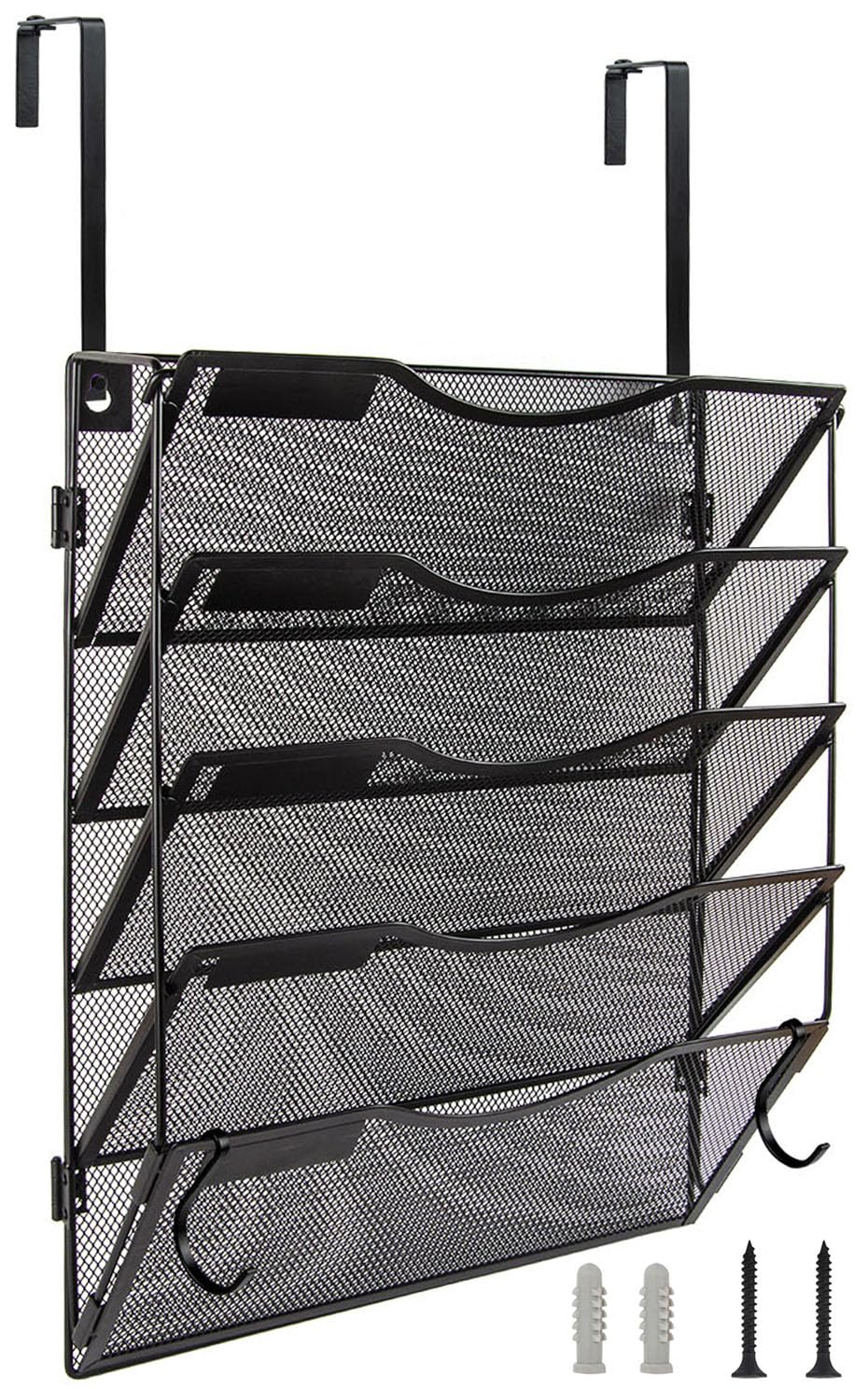 BOHDK Wall File Organizer 5 Pockets, Mail Organizer, Hanging Folder Holder, Foldable | Hanging or