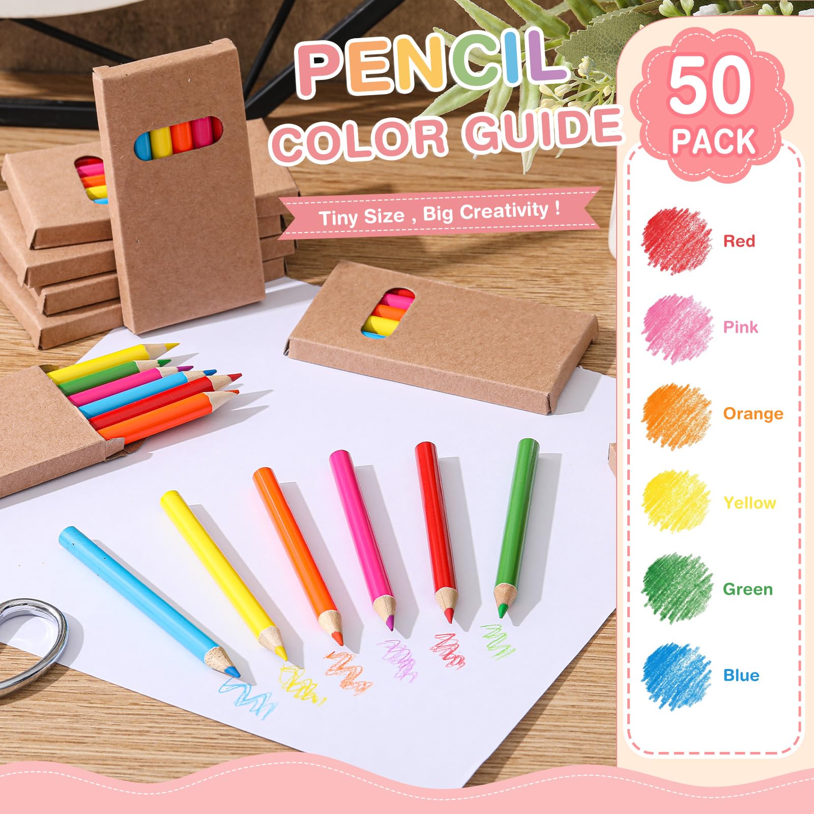 Ctosree 24 Packs Mini Colored Pencil Bulk 6 Per Box, Neon, 3.5''