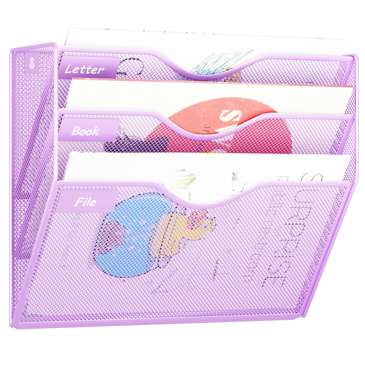 GDINDINFAN 3 Pockets Hanging Wall File Organizer Mail Holder, Wall Mounted Paper Document Folder