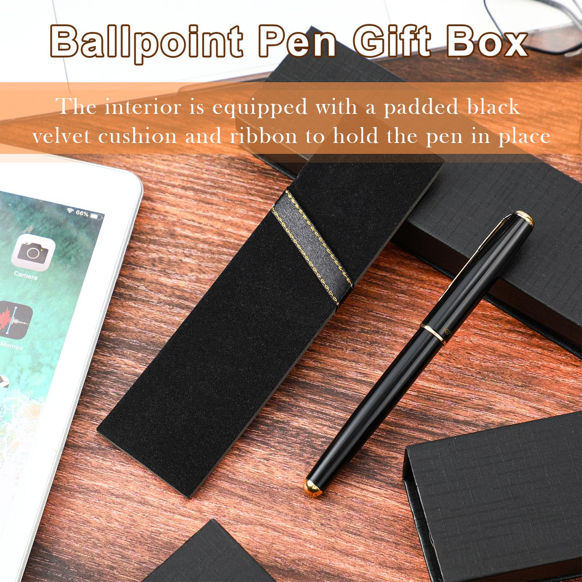 Gersoniel 40 Pcs Pen Gift Box Empty Black Cardboard Pen Case with Cushion