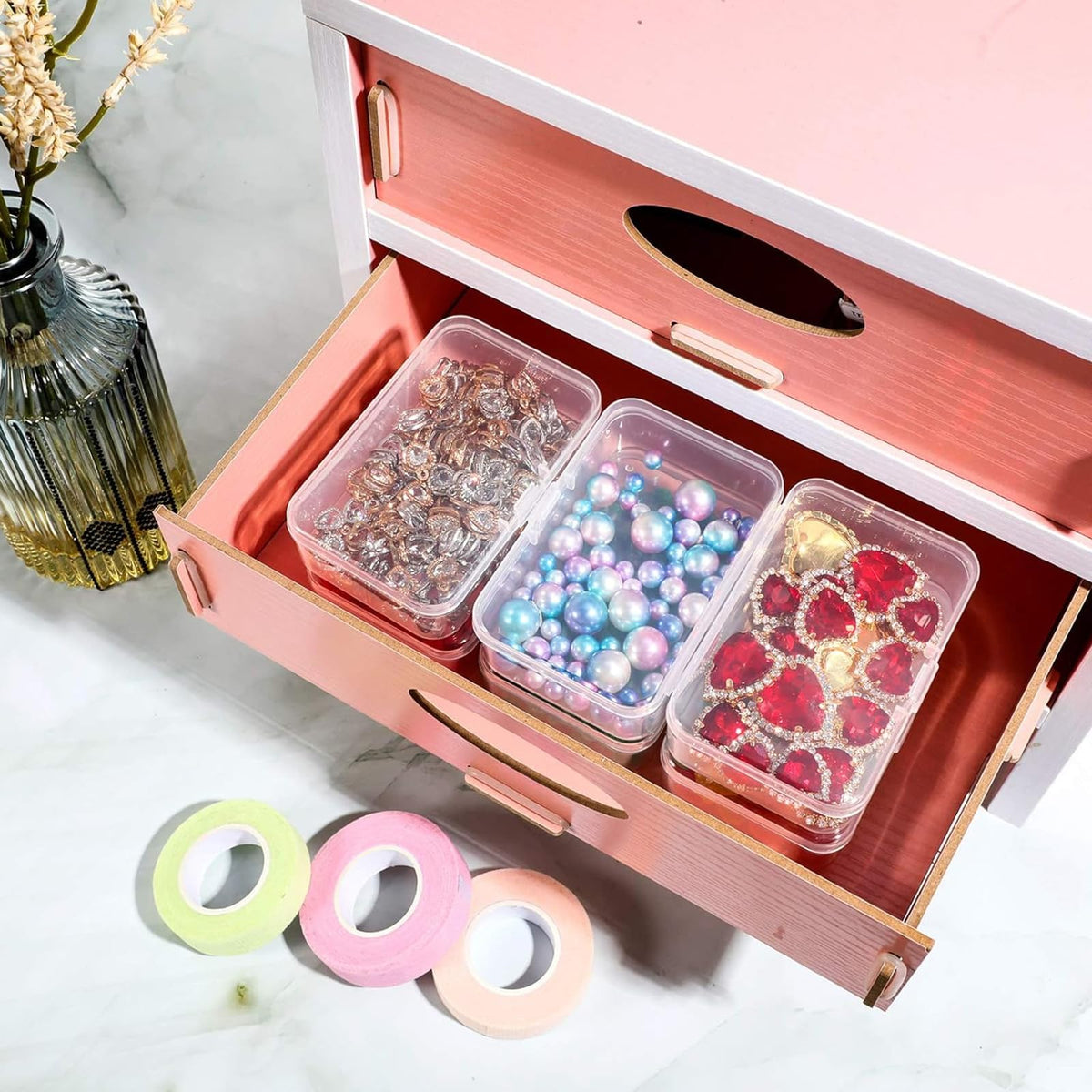 Jetec 30 Pieces Small Clear Plastic Storage Box, 3.3 x 2.1 x 1 Inch