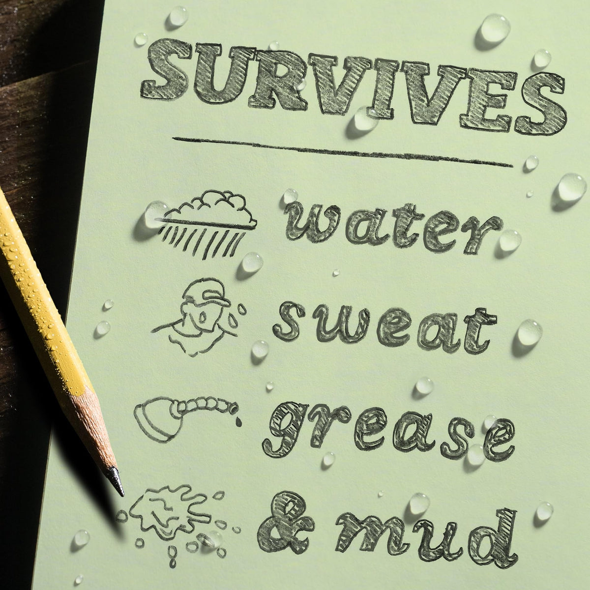 Rite in the Rain Weatherproof Index Cards, 3" x 5", Universal Pattern, Green (No. 991)
