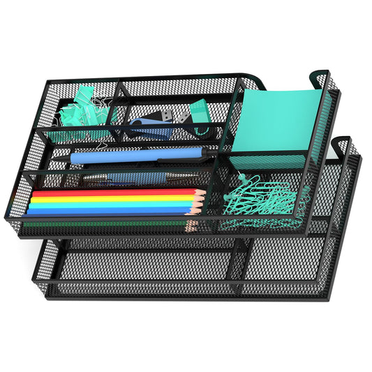 ITAYVAN Desk Drawer Organizer, Metal Mesh Dividers Organizer (Blak-2P, Small)