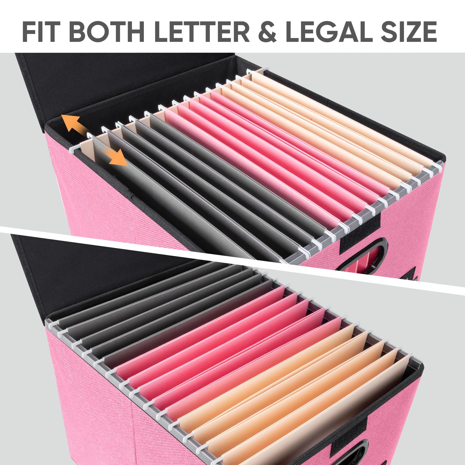 BALEINE File Organizer Box with Lid, Collapsible Hanging File Storage Box