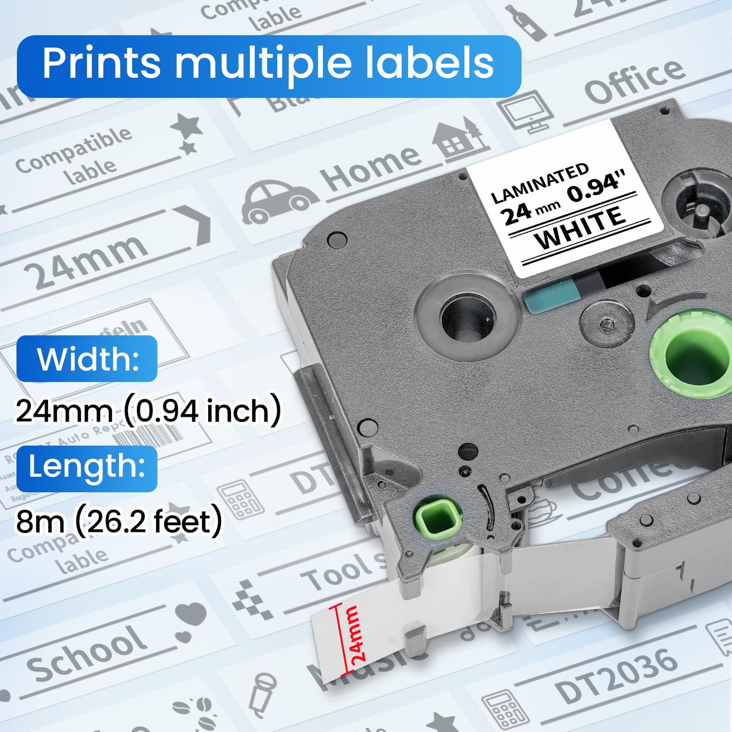10 Pack Compatible with Brother P Touch 24mm 0.94” TZe-251 TZ TZe251 Tape
