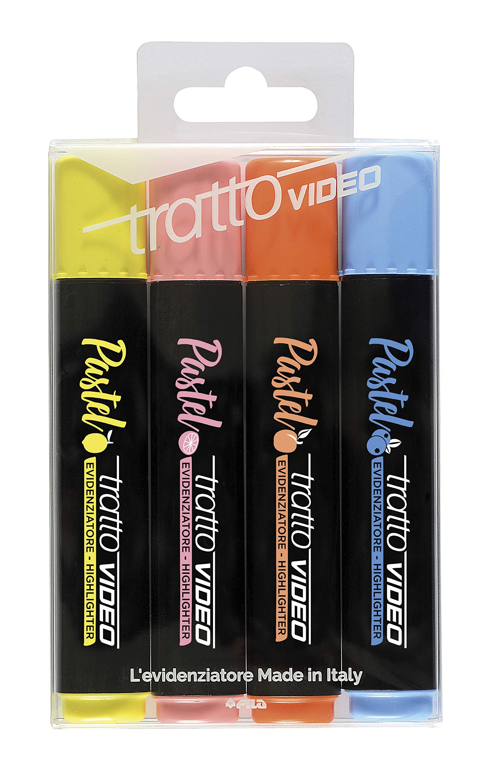 Tratto Highlighter Video Stroke Chisel Tip Pastel Envelope 4 pcs