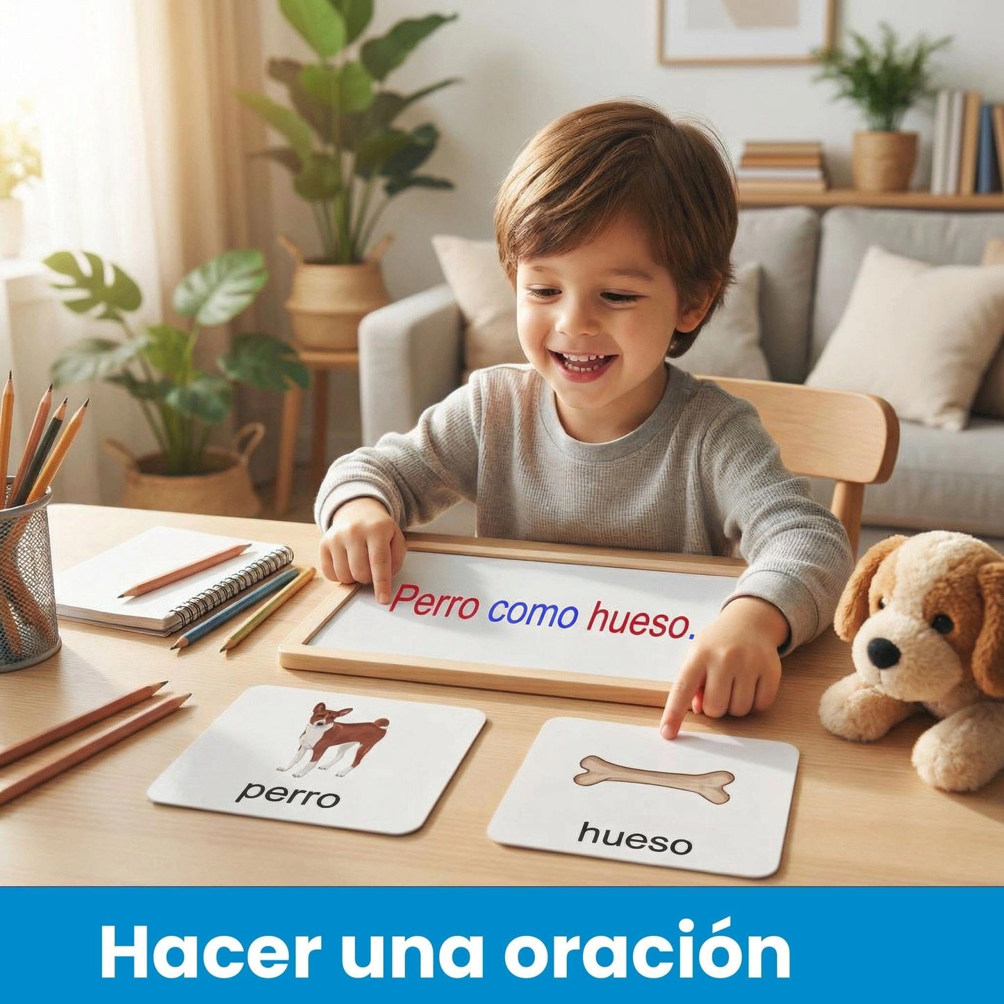 BOHS Spanish Flash Cards for Kids, 60-Card Spelling Game with 61 Tiles