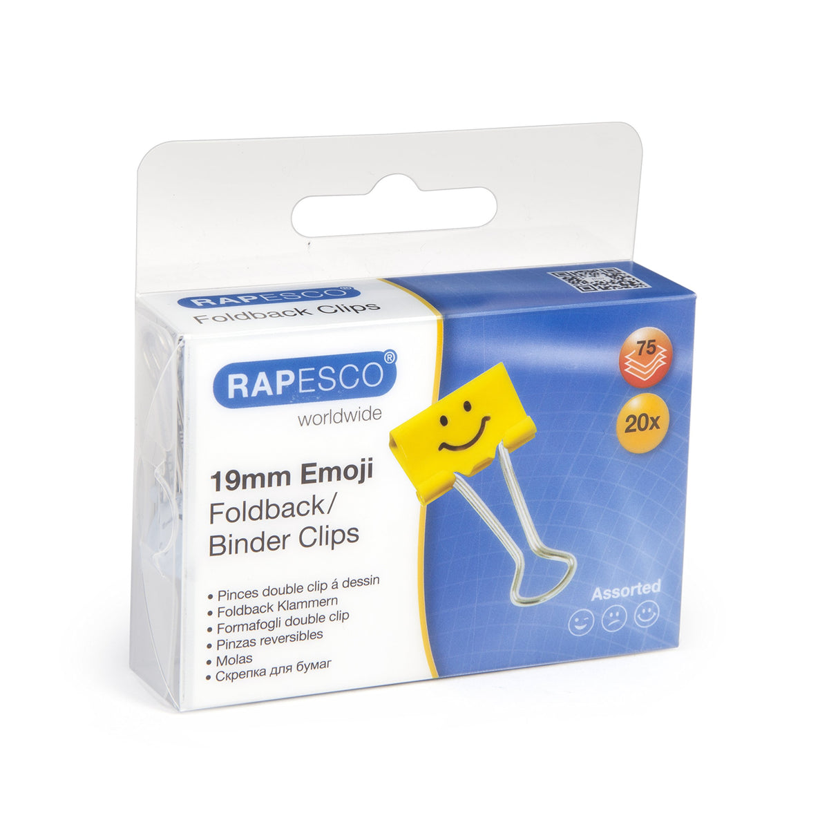 Rapesco Binder Clips, 3/4" Emoji Clips [Pack of 20]