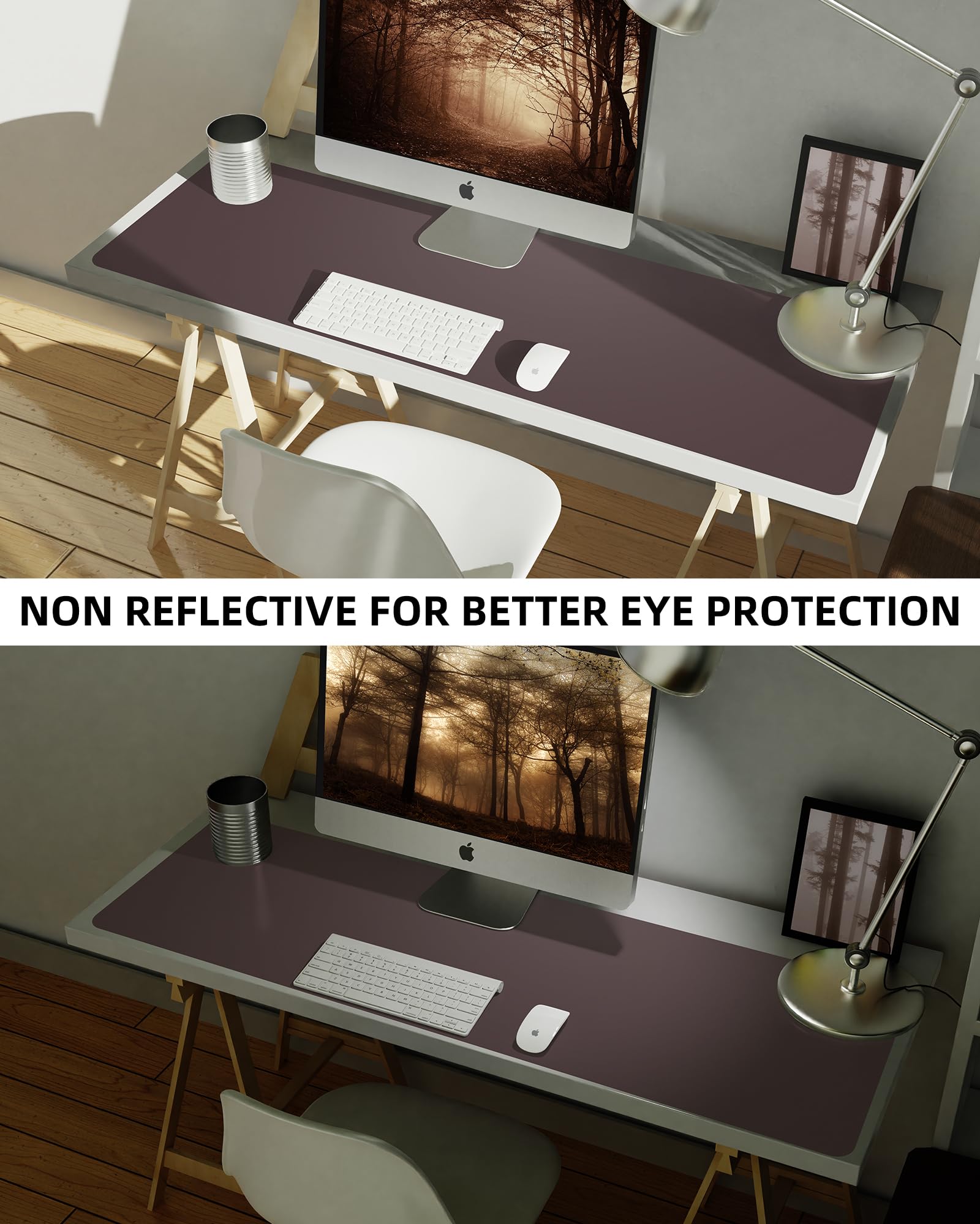 AFIING Leather Desk Pad Protector,Mouse Pad,Office Desk Mat, Non-Slip PU Leather Desk Blotter,Large