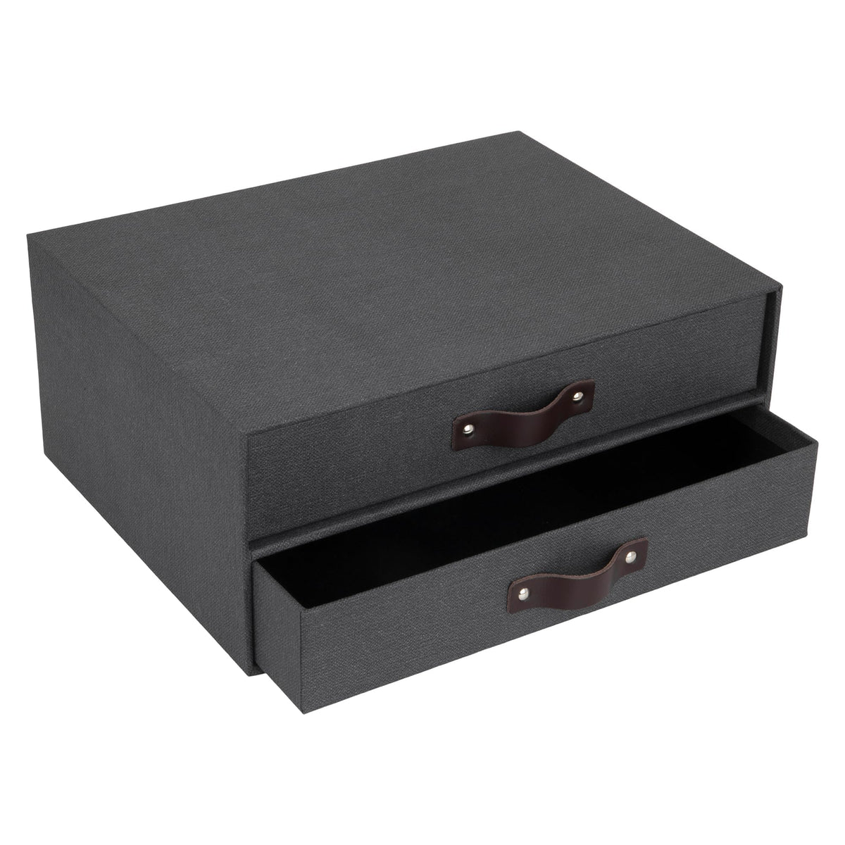 Bigso Birger 2-Drawer Canvas Fiberboard Easy Pull Handle Box - Desktop Drawers for A4 and Letter