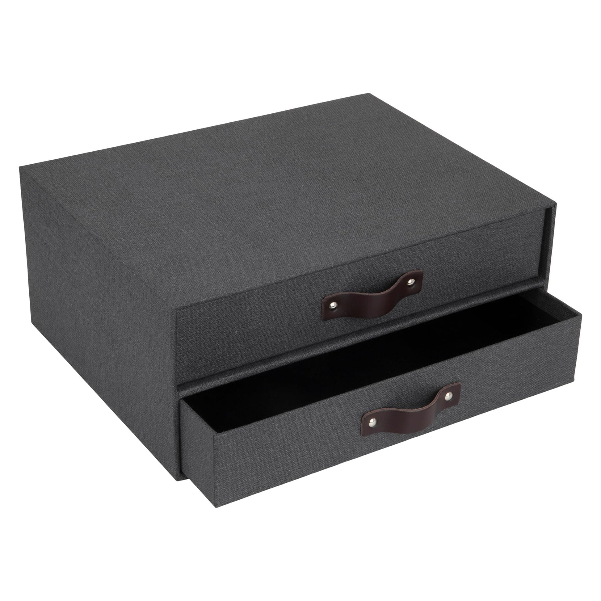 Bigso Birger 2-Drawer Canvas Fiberboard Easy Pull Handle Box - Desktop Drawers for A4 and Letter