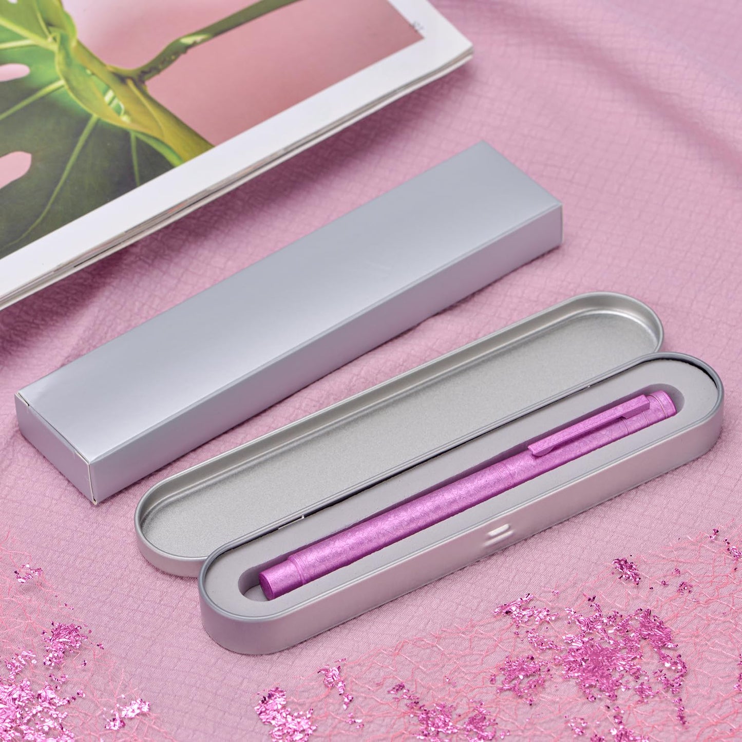 Hongdian 1851 Forest Fountain Pen Pink Ice Flowers, Blade Nib Classic Design Calligraphy Pen with