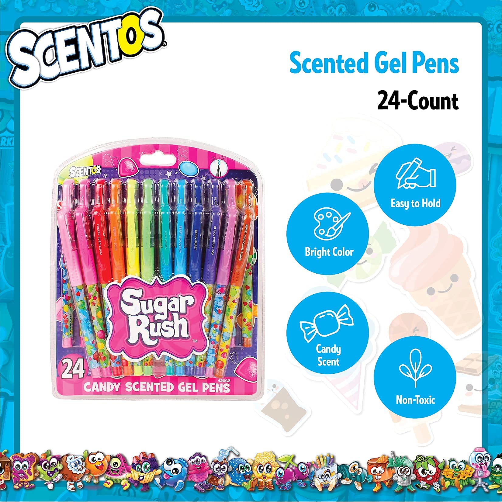 Sugar Rush Candy Scented Gel Pens, 24 Count (42062)