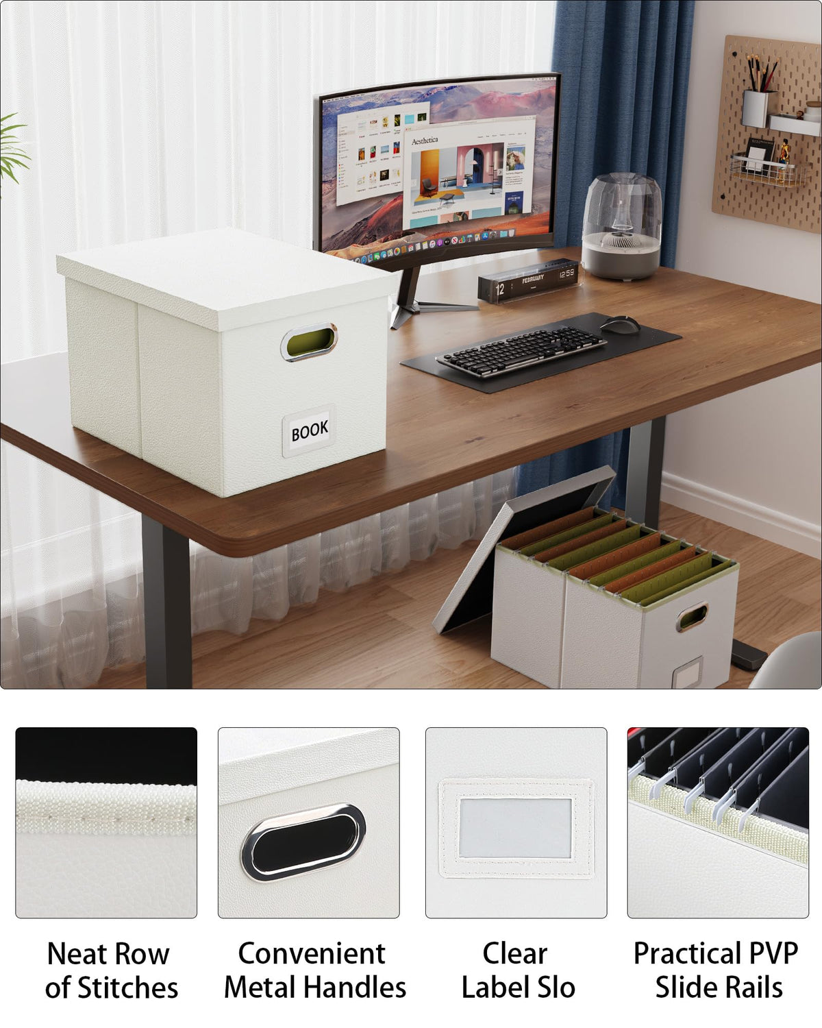 Oterri 2 Pack File Storage Organizer Box,Filing Box,Portable File Box with Lid,Fit for Letter/Legal
